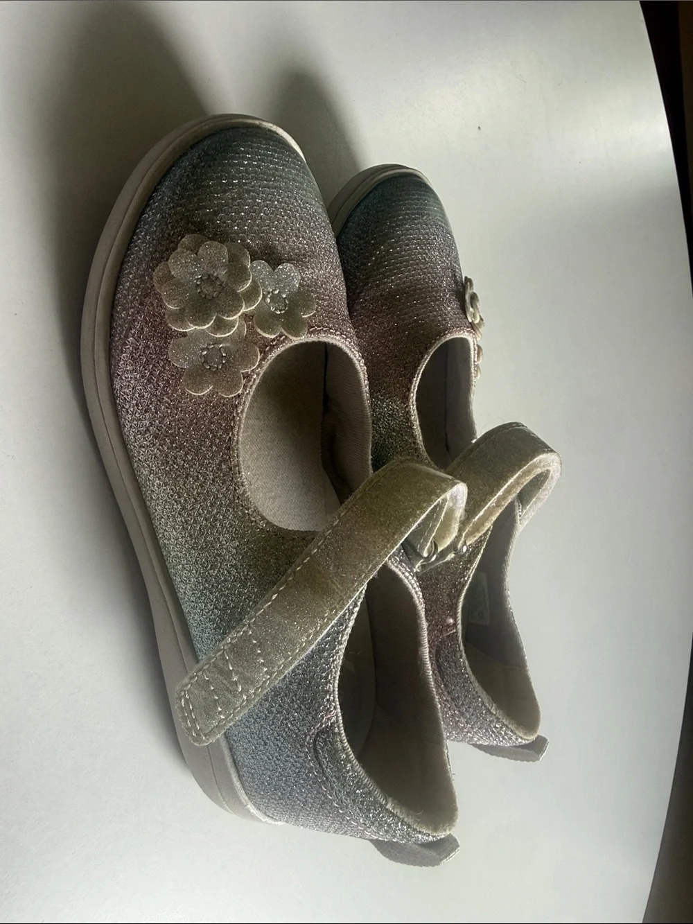 Stride Rite Girls' Glitter Mary Janes in Rainbow Shimmer